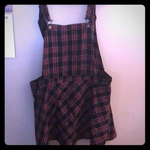 Plaid overall dress